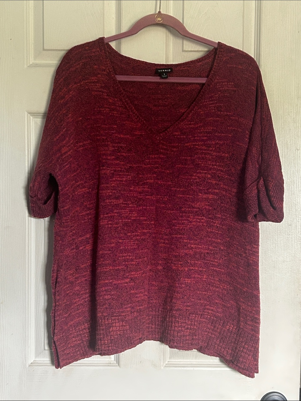 Torrid v neck short sleeve sweater pinkish/red size 1X